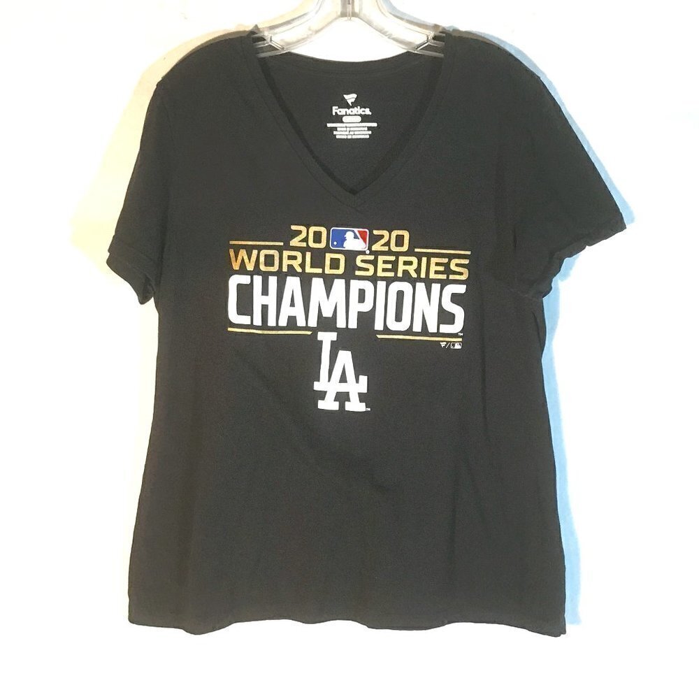 MLB LA Dodgers World Series Champions Black Short Sleeve Tee T Shirt XL